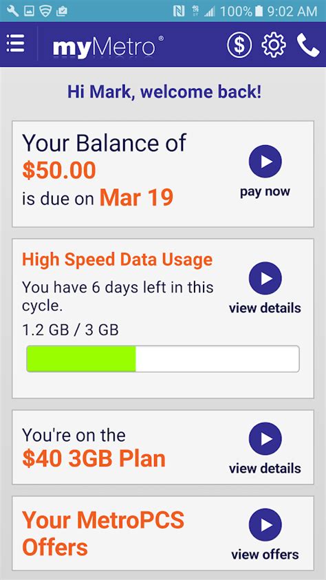 my metro account.